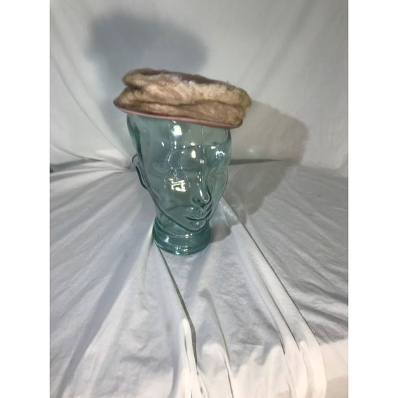 Vintage 1920s Hard Allen Cocktail hat W/ Fur Rim - Picture 1 of 7